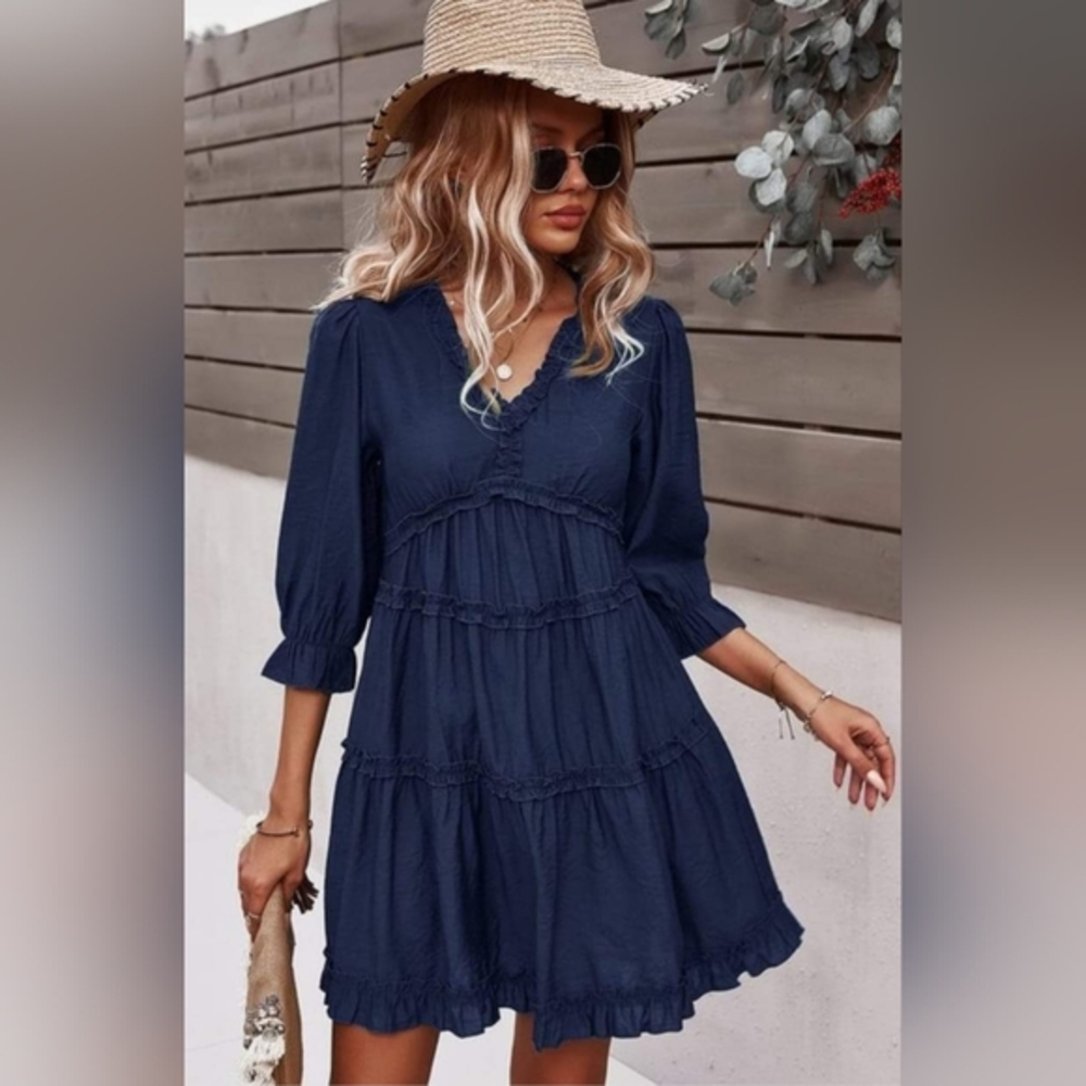 Ruffled tiered midi dress